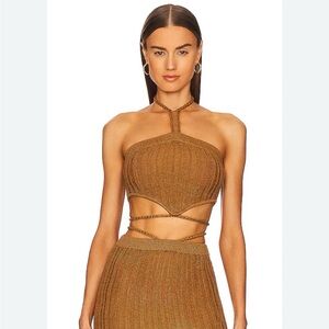 Michael Costello x Revolve Sylvan Knit Top in Dark Sand SZ S